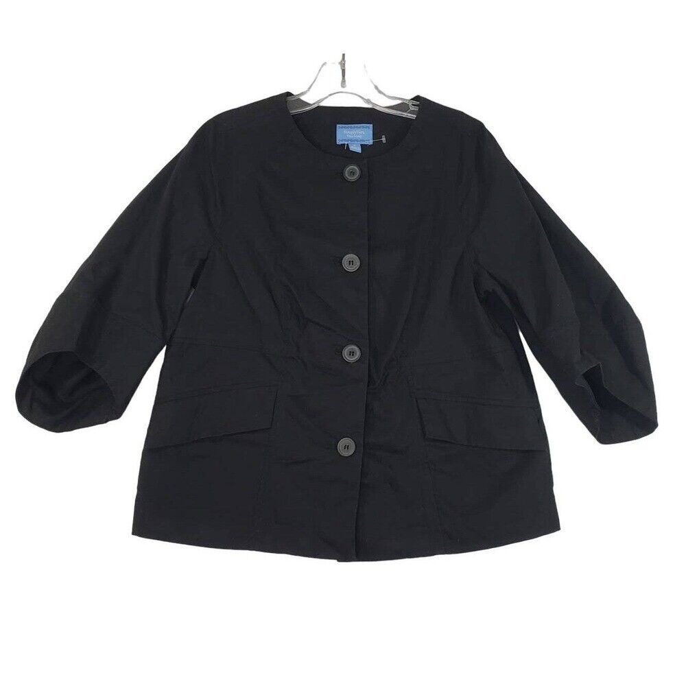 Simply Vera Vera Wang Black Cotton Blend 3/4 Puff‎ Sleeve Jacket Cropped Size S